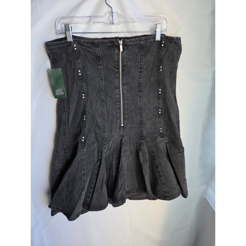 Wild Fable Dress Womens Strapless Peplum Black Studded Denim NEW